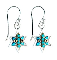 Turquoise Star of David Earrings